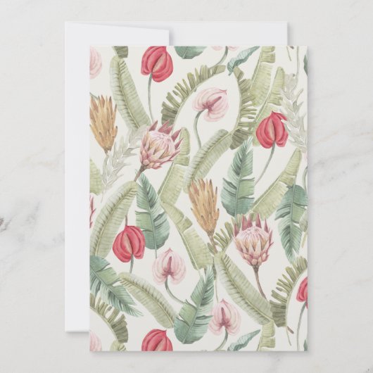 Boho Tropische Botanische Waterverf Bruiloft Kaart (Achterkant)