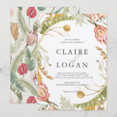 Boho Tropische Botanische Waterverf Bruiloft Kaart (Voorkant / Achterkant)