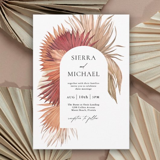 Boho Tropische Fan Palmen Kustelegantie Kaart