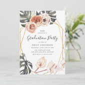 Boho Tropische Floral Lijst Graduation Party Kaart (Staand voorkant)