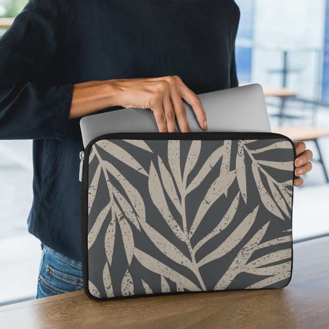 Boho Tropische Grunge Abstract palmblad Patroon Laptop Sleeve (Creator heeft geüpload)