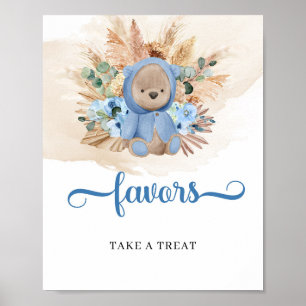 Boho tropische jongen teddy berengras bevoordeelt poster