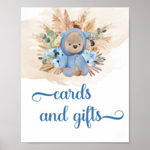 Boho tropische jongen teddy draagt kaarten en cade poster