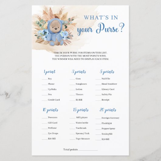 Boho tropische jongen teddy draagt Wat in je tas (Voorkant)