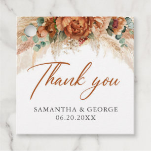 Boho tropische koperen pampasgras bruiloft bedankjes labels