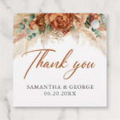 Boho tropische koperen pampasgras bruiloft bedankjes labels (Achterkant)