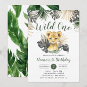 Boho Tropische Leeuw Cub Boy Wild Een Verjaardag Kaart (Voorkant / Achterkant)