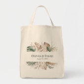 Boho Tropische Monstera en orchidee bruiloft Tote Bag (Voorkant)