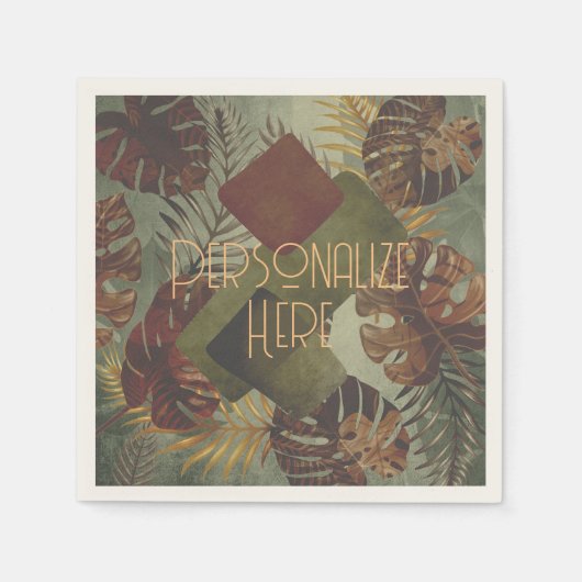 Boho tropische monstera palmblad 70's zomer  servet (Voorkant)