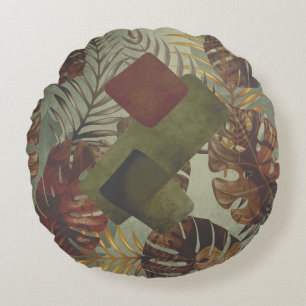 Boho tropische monstera palmblad 70's zomer thee rond kussen