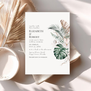 Boho Tropische Orchidee en Monstera Bruiloft Kaart