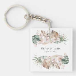 Boho Tropische Orchidee en Monstera Sleutelhanger
