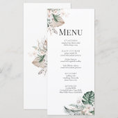 Boho Tropische Orchidee & Monstera Trouwmenu Kaart (Voorkant / Achterkant)