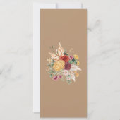 Boho Tropische Pampas Flowers Wedding Menu Kaarten (Achterkant)