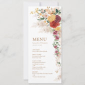 Boho Tropische Pampas Flowers Wedding Menu Kaarten (Voorkant)