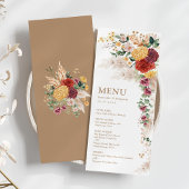 Boho Tropische Pampas Flowers Wedding Menu Kaarten