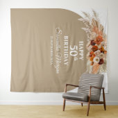 Boho tropische pampas gras palm verjaardag achterg wandkleed (In Situ (horizontaal))