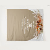 Boho tropische pampas grasmaap geboorteachtergrond wandkleed (Voorkant (horizontaal))