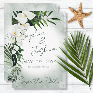 Boho Tropische Planten Groene Waterverf bruiloft Save The Date