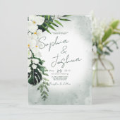 Boho Tropische Planten Waterverf bruiloft Kaart (Staand voorkant)