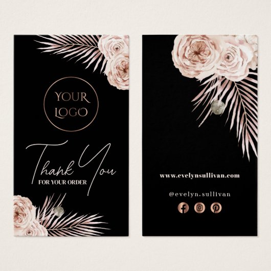 Boho tropische rozen bijsluiter visitekaartje (Voorkant /achterkant)