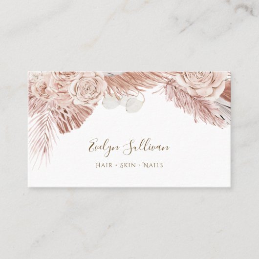 Boho tropische rozen visitekaartje (Voorkant)