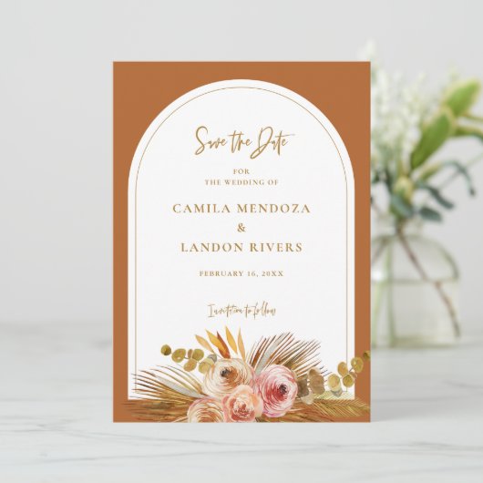 Boho Tropische Save The Date Aankondigingskaart C1 (Staand voorkant)