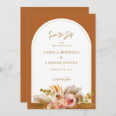 Boho Tropische Save The Date Aankondigingskaart C1 (Voorkant / Achterkant)