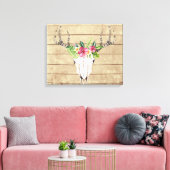 Boho Tropische Schedel op Hout Canvas Print (Insitu (Woonkamer))