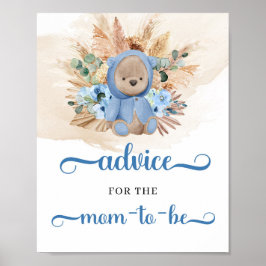 Boho tropische teddy-advies voor de moeder poster