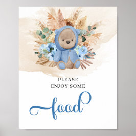 Boho tropische teddy draagt een pamapgras bord poster