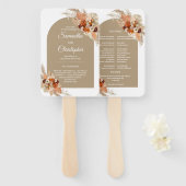 Boho tropische terracotta bogundy florale boog handwaaier (Voorkant en achterkant)