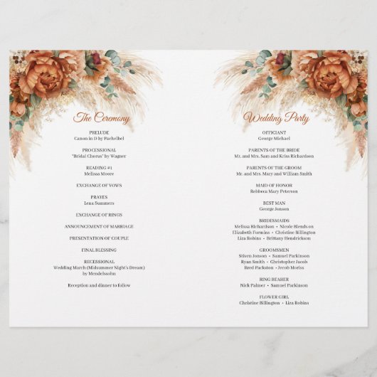 Boho tropische terracotta, bruine bruiloft (Achterkant)