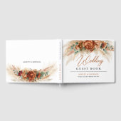 Boho tropische terracotta florale pampas bruiloft gastenboek (Volledig)