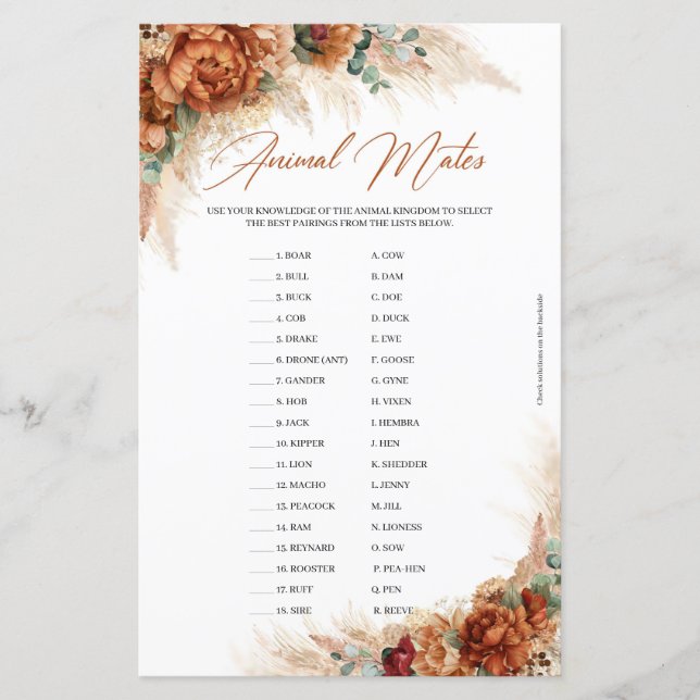 Boho tropische terracotta greenery Animal Mates (Voorkant)