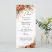 Boho tropische terracotta pampas eucalyptus bruilo programmakaart (Staand voorkant)