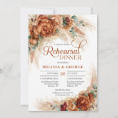 Boho tropische terracotta pampas eucalyptus kaart (Voorkant)