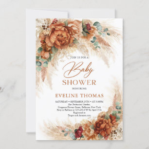 Boho tropische terracotta pampas kaart