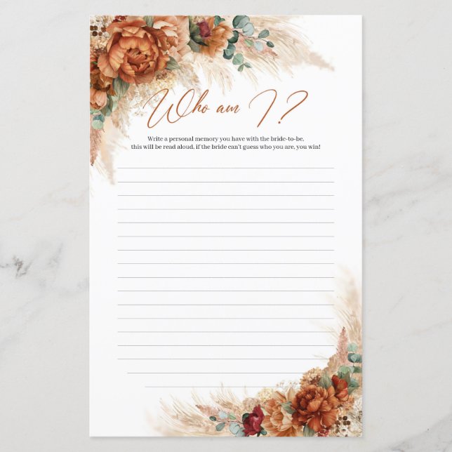 Boho tropische terracotta pampas roestel wie ik be (Voorkant)