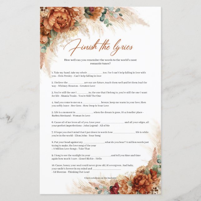 Boho tropische terracotta pampas Voltooien de Lyri (Voorkant)