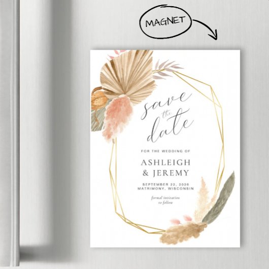 Boho Tropische Trouwkaart Magnetische Save the Dat