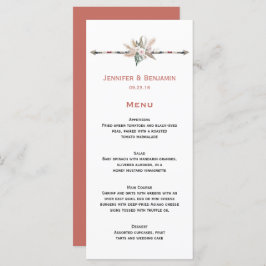 Boho Tropische Veren Pijl Pampas Grass Wedding Menu