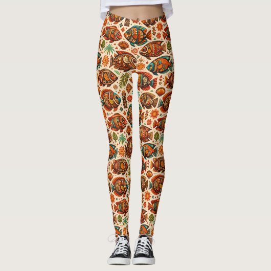 Boho Tropische Vissen Leggings (Voorkant)