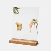 Boho Tropische Waterverf Handtekening Drinken Brui Acryl Bord (Hoek)