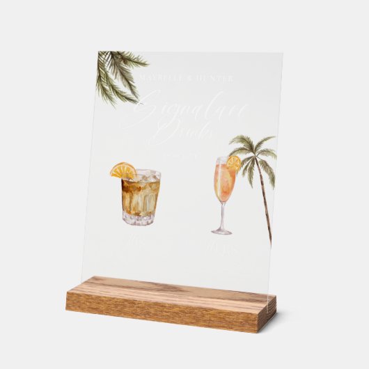 Boho Tropische Waterverf Handtekening Drinken Brui Acryl Bord (Hoek)