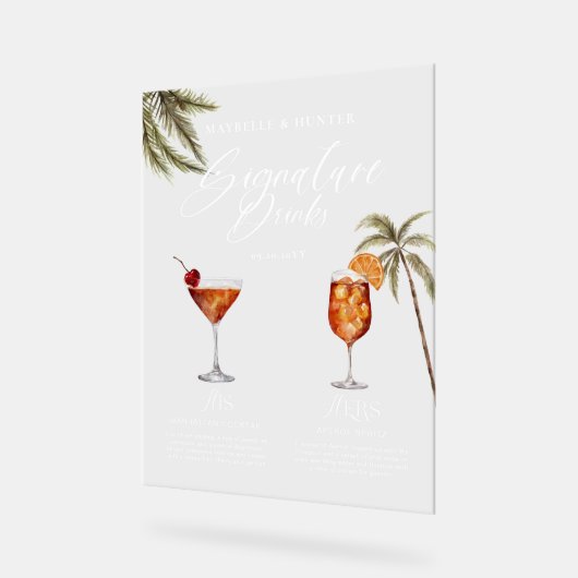 Boho Tropische Waterverf Handtekening Drinken Brui Acryl Bord (Hoek)