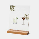 Boho Tropische Waterverf Handtekening Drinken Brui Acryl Bord (Hoek)