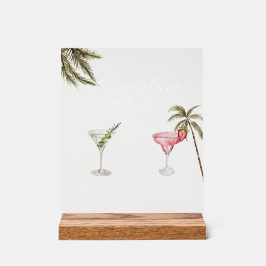 Boho Tropische Waterverf Handtekening Drinken Brui Acryl Bord (Voorkant)