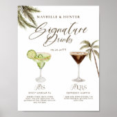 Boho Tropische Waterverf Handtekening Drinken Brui Poster (Voorkant)