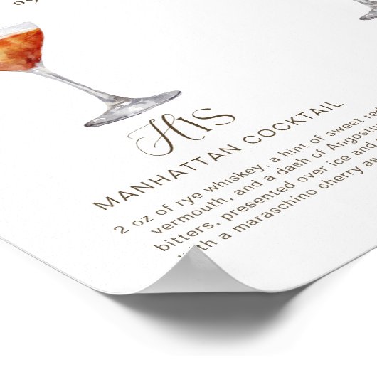 Boho Tropische Waterverf Handtekening Drinken Brui Poster (Hoek)